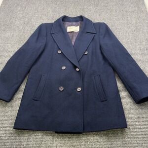 Vintage Pendleton Pea Coat Women's Size 12 Navy Virgin Wool Double Breasted USA